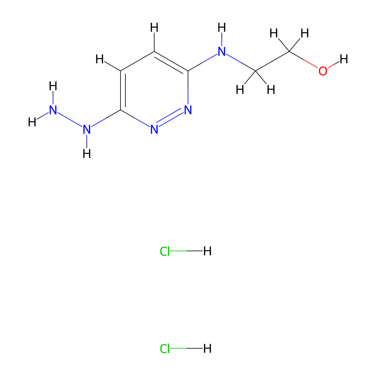 Ethanol, 2-((3-hydrazino-6-pyridazinyl)amino)-, dihydrochloride molecular structure, CAS 66125-68-6