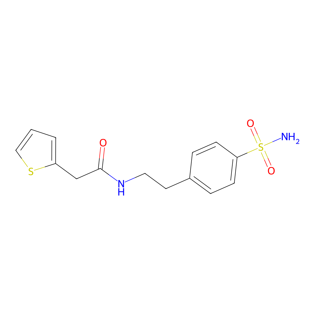 N-(2-(4-(aminosulfonyl)phenyl)ethyl)-2-(2-thienyl)acetamide molecular structure, CAS 6613-83-8