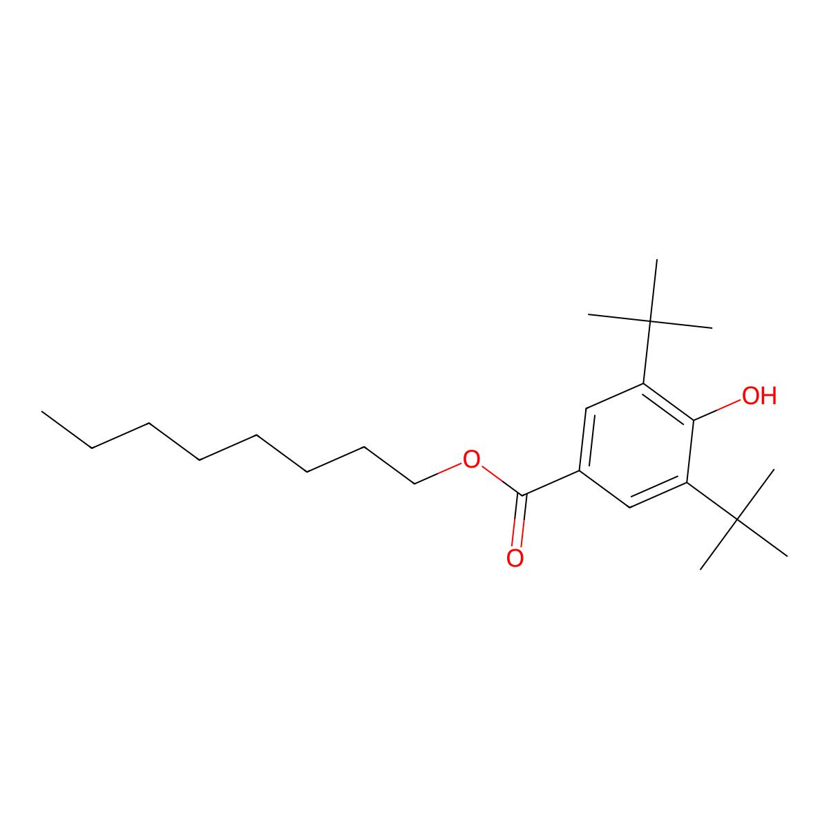 Octyl 3,5-di-tert-butyl-4-hydroxybenzoate molecular structure, CAS 66130-81-2