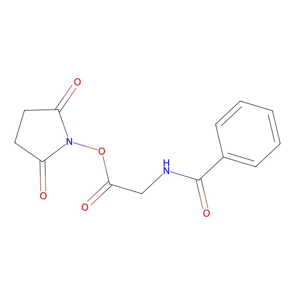 hippuryl N-hydroxysuccinimide ester molecular structure, CAS 66134-74-5