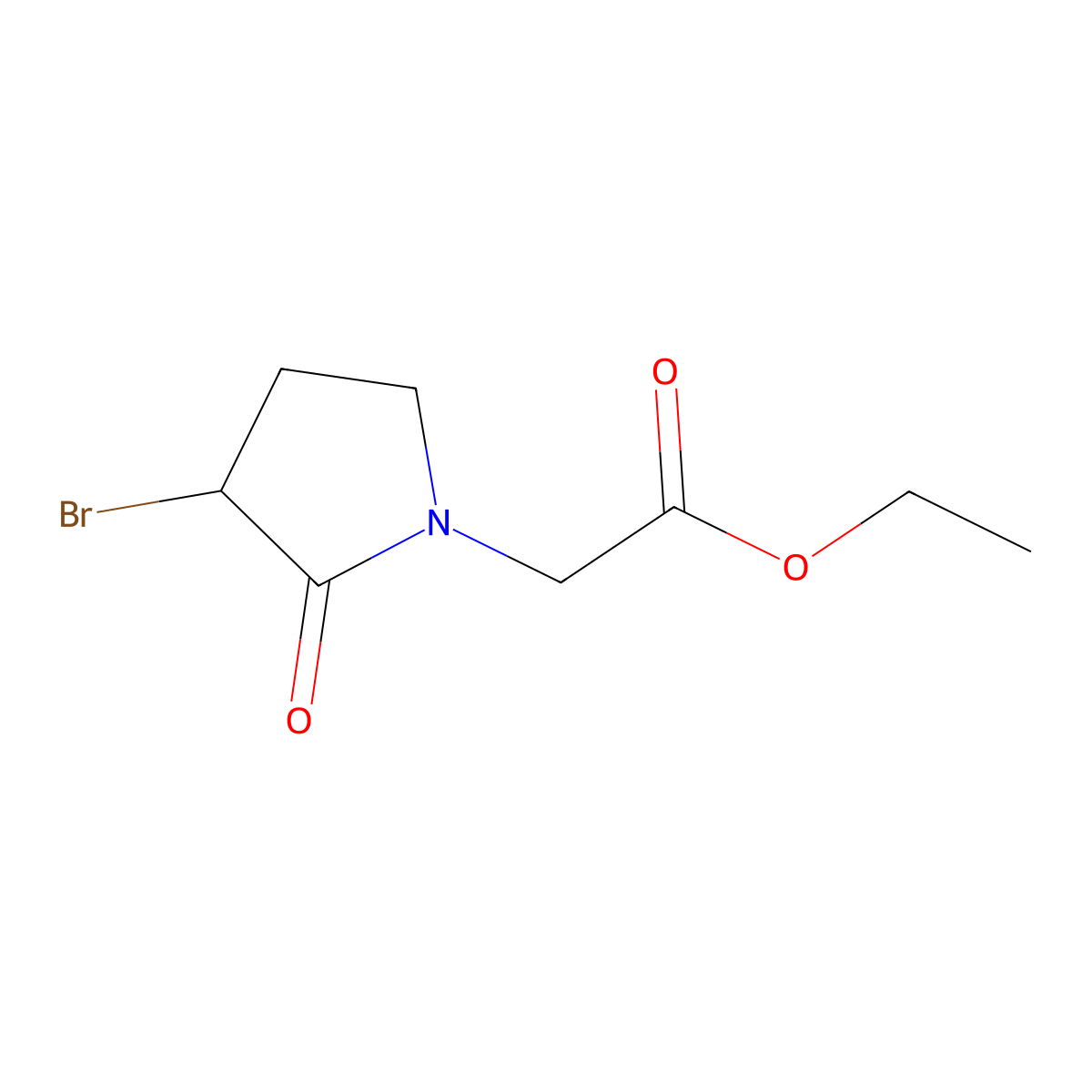 Ethyl 2-(3-bromo-2-oxopyrrolidin-1-yl)acetate molecular structure, CAS 66134-97-2