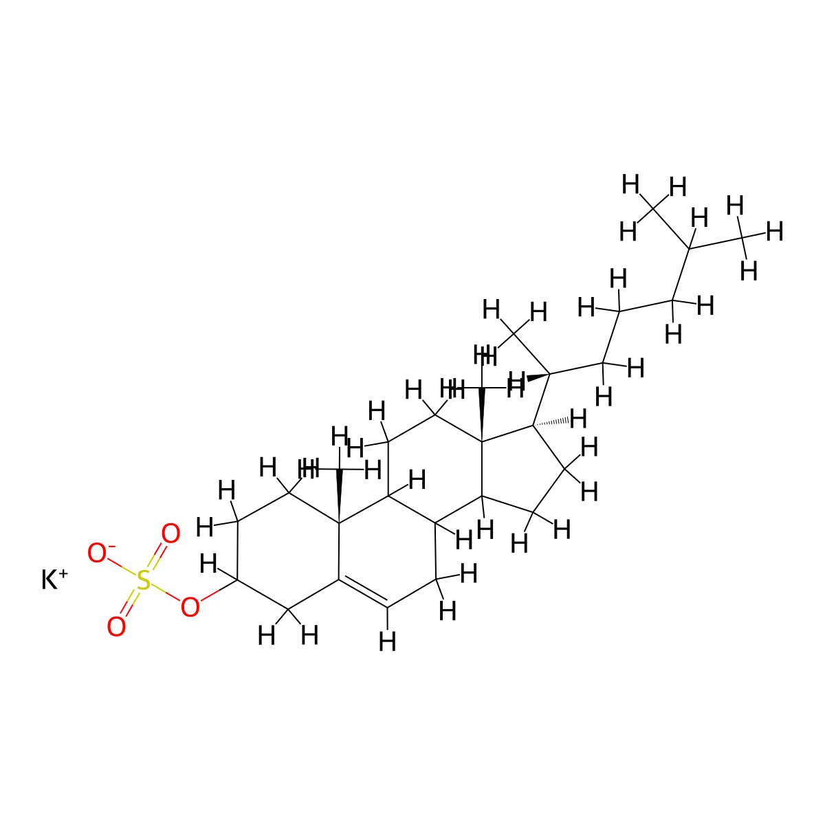Cholesteryl sulfate potassium salt molecular structure, CAS 6614-96-6