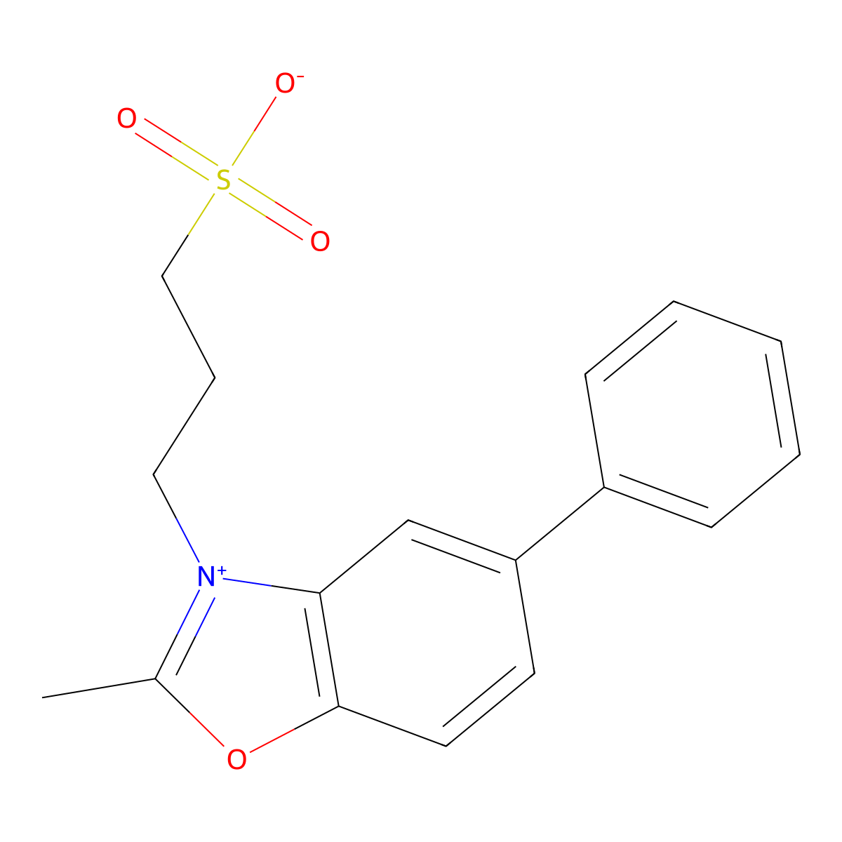 benzoxazolium, 2-methyl-5-phenyl-3-(3-sulfopropyl)-, inner salt molecular structure, CAS 66142-15-2