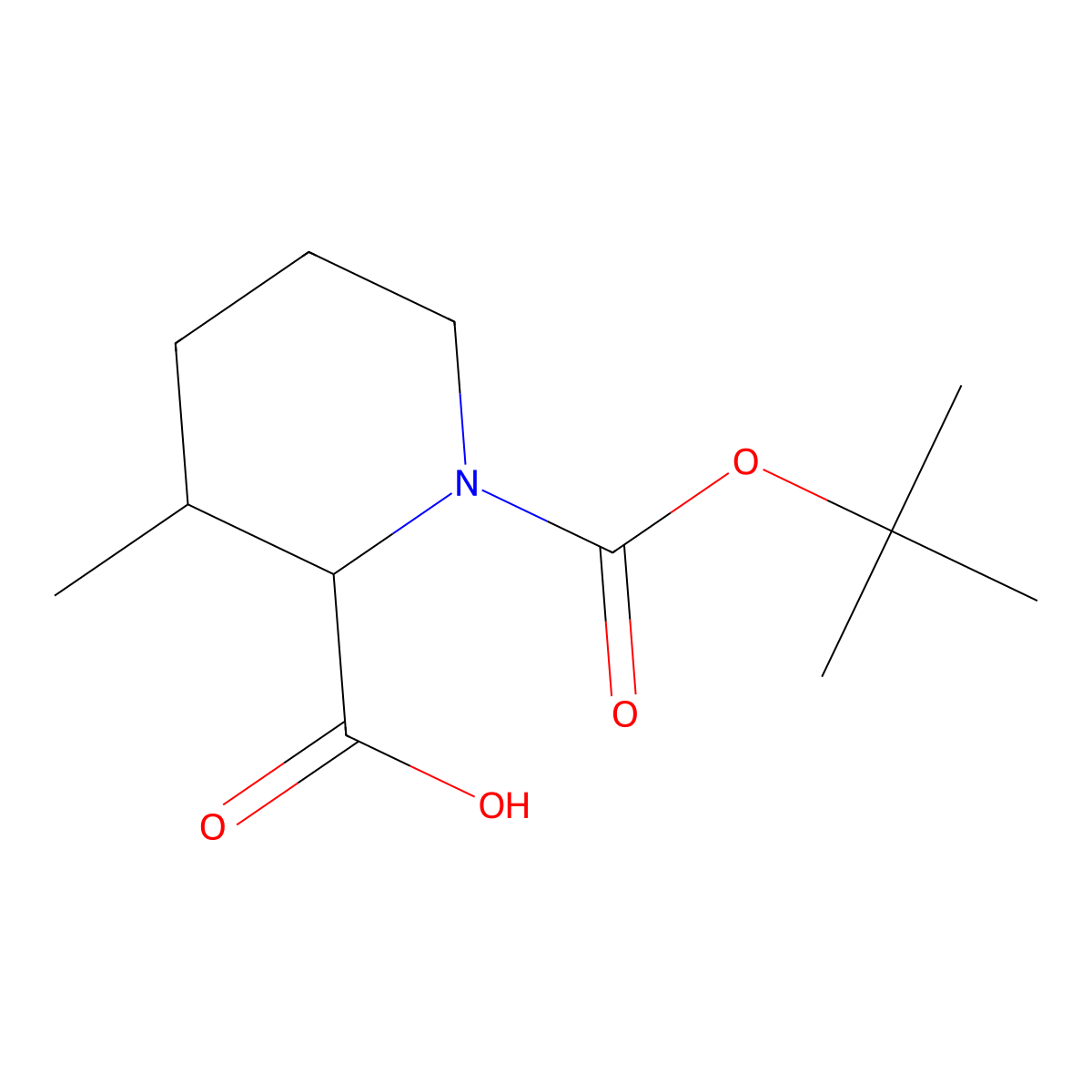 1-((Tert-butoxy)carbonyl)-3-methylpiperidine-2-carboxylic acid molecular structure, CAS 661459-05-8