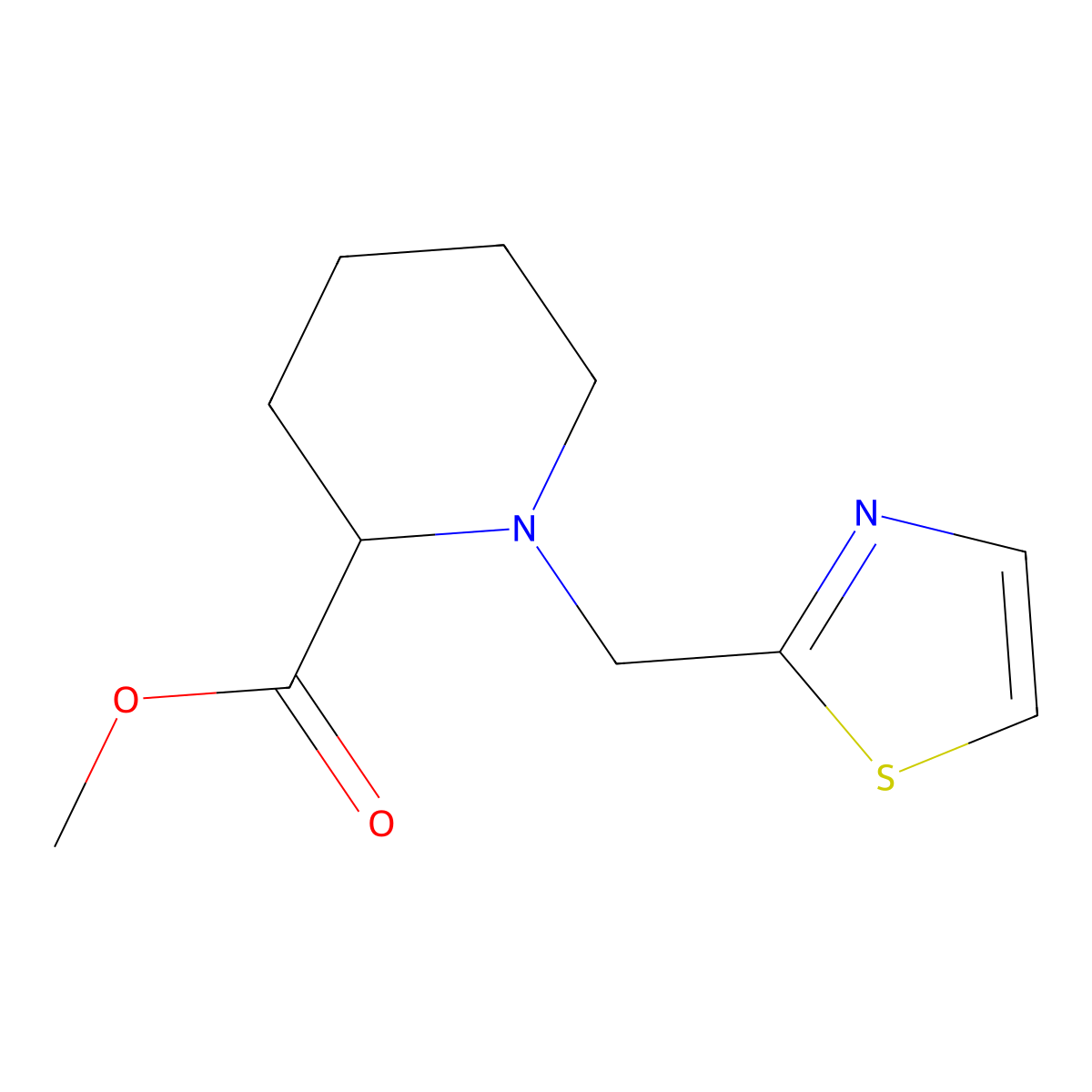 Methyl 1-(thiazol-2-ylmethyl)piperidine-2-carboxylate molecular structure, CAS 661459-35-4