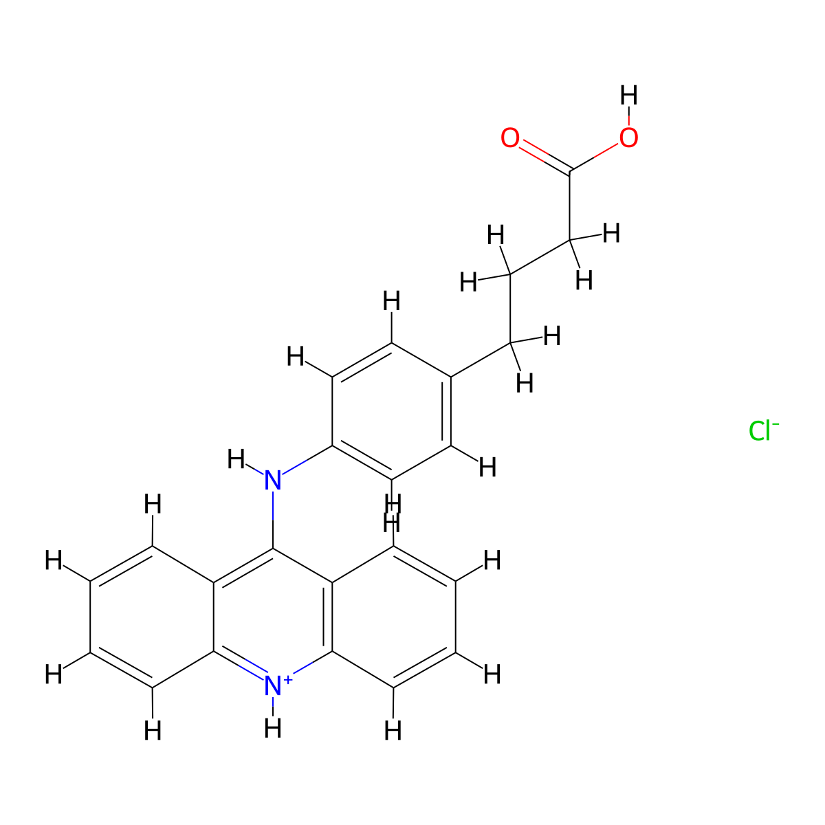 Butyric acid, 4-(p-(9-acridinylamino)phenyl)-, hydrochloride molecular structure, CAS 66147-36-2