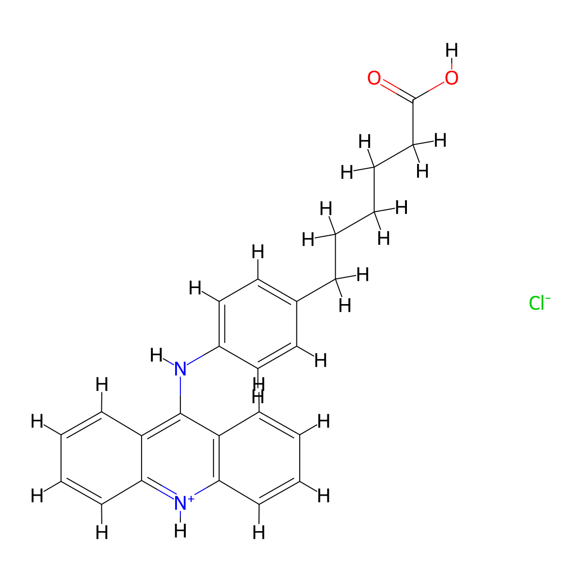 Hexanoic acid, 6-(p-(9-acridinylamino)phenyl)-, hydrochloride molecular structure, CAS 66147-38-4