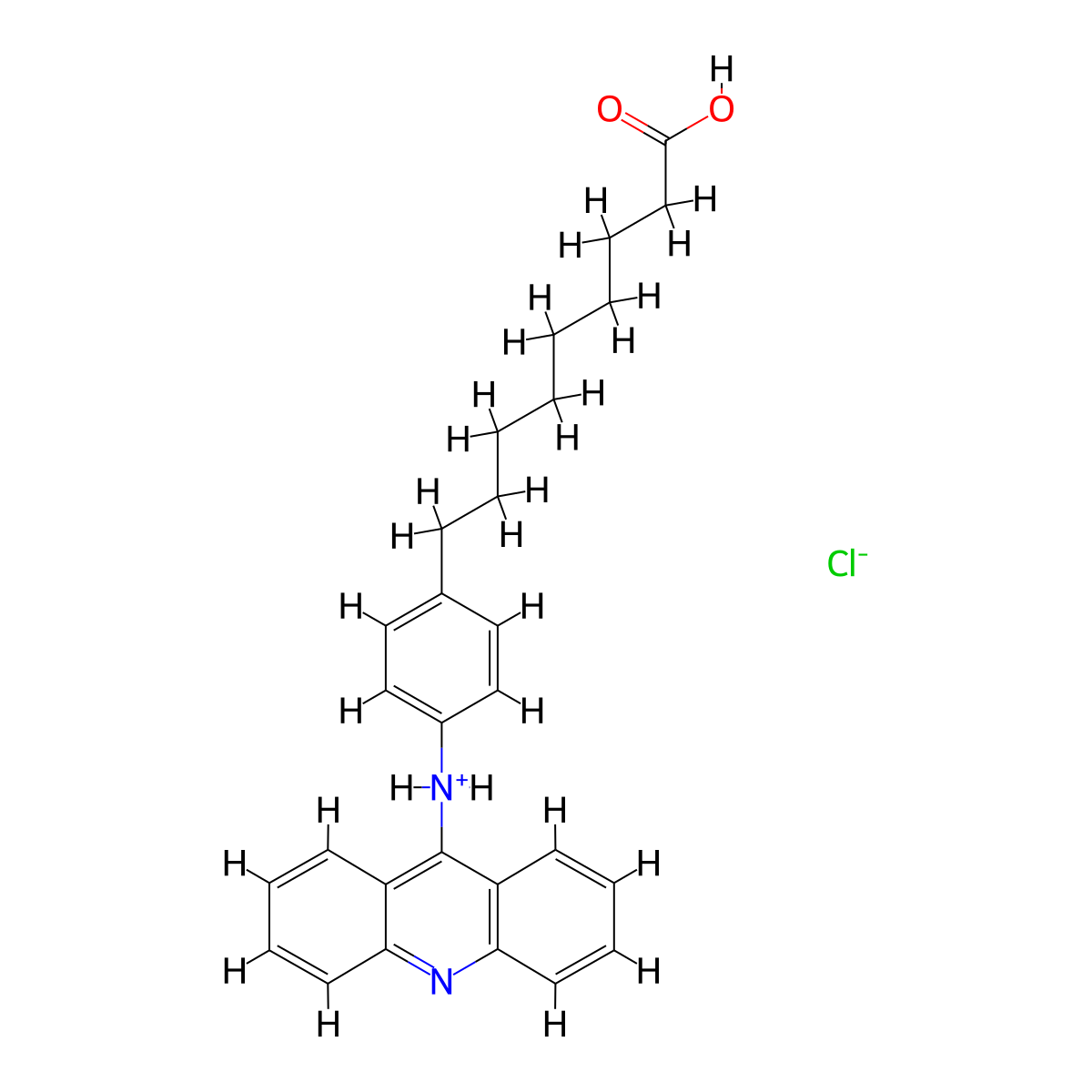 Nonanoic acid, 9-(p-(9-acridinylamino)phenyl)-, hydrochloride molecular structure, CAS 66147-41-9