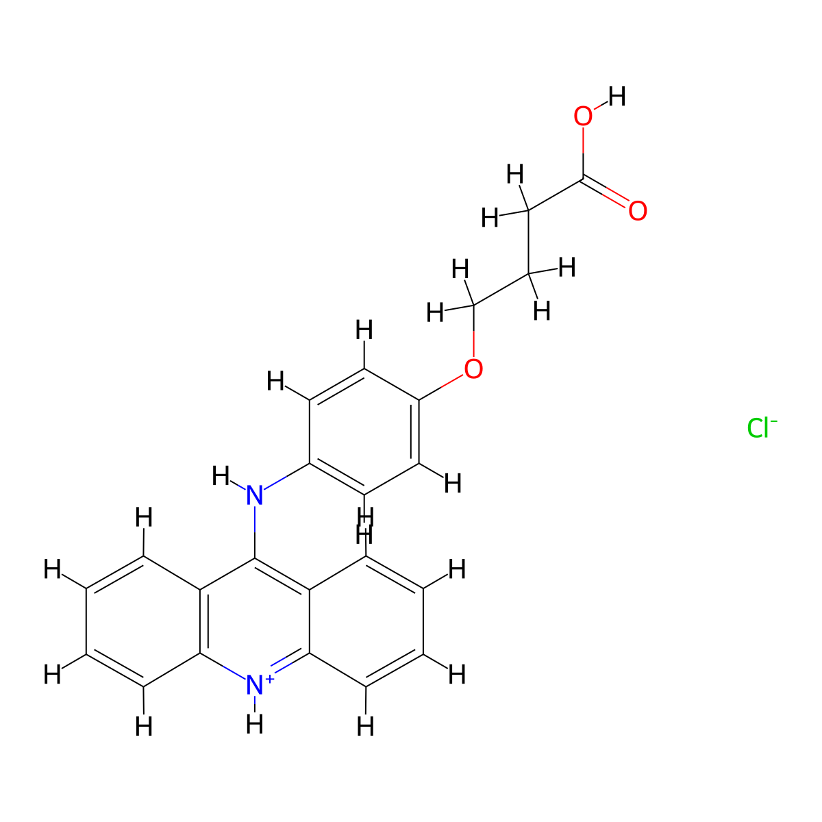Butyric acid, 4-(p-(9-acridinylamino)phenoxy)-, hydrochloride molecular structure, CAS 66147-46-4