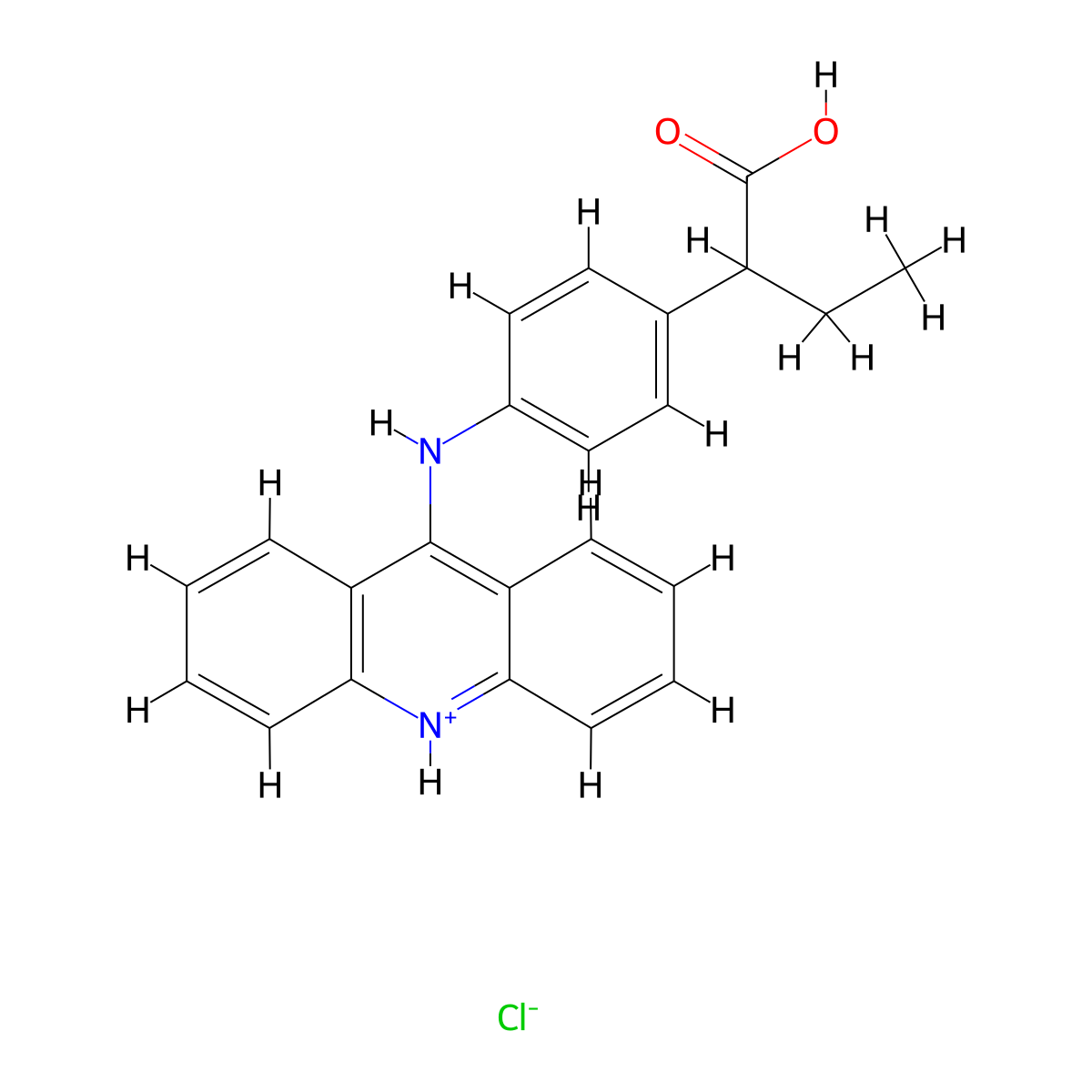 Butyric acid, 2-(p-(9-acridinylamino)phenyl)-, hydrochloride molecular structure, CAS 66147-48-6
