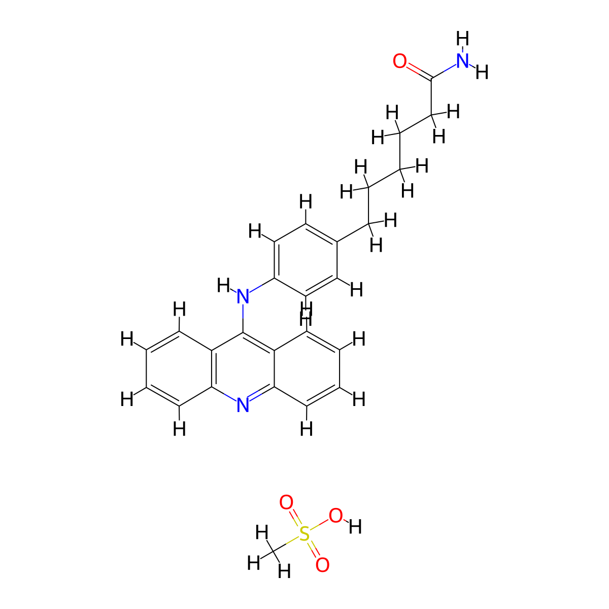 Hexanamide, 6-(p-(9-acridinylamino)phenyl)-, methanesulfonate molecular structure, CAS 66147-61-3