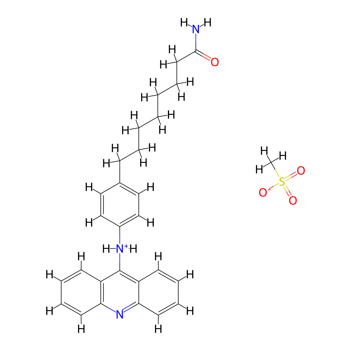 Octanamide, 8-(p-(9-acridinylamino)phenyl)-, methanesulfonate molecular structure, CAS 66147-64-6