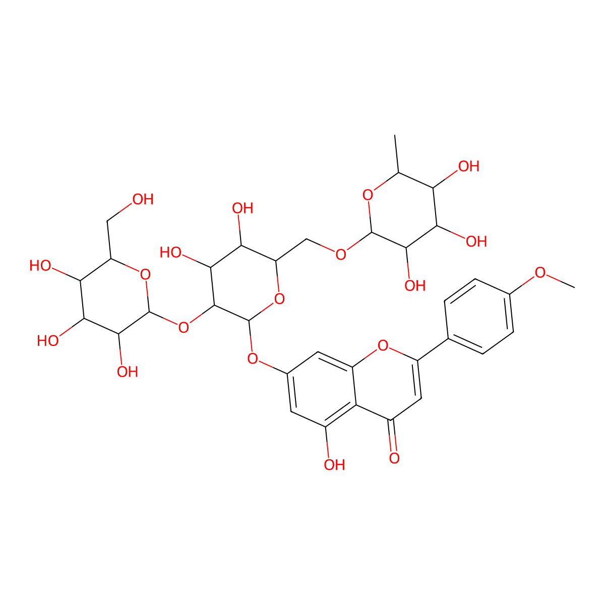 Acacetin 7-O-(6 inverted exclamation marka inverted exclamation marka-O-|A-L-rhamnopyranosyl-|A-sophoroside) molecular structure, CAS 661470-06-0