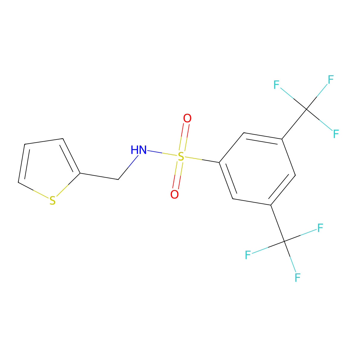 {[3,5-Bis(trifluoromethyl)phenyl]sulfonyl}(2-thienylmethyl)amine molecular structure, CAS 661471-64-3
