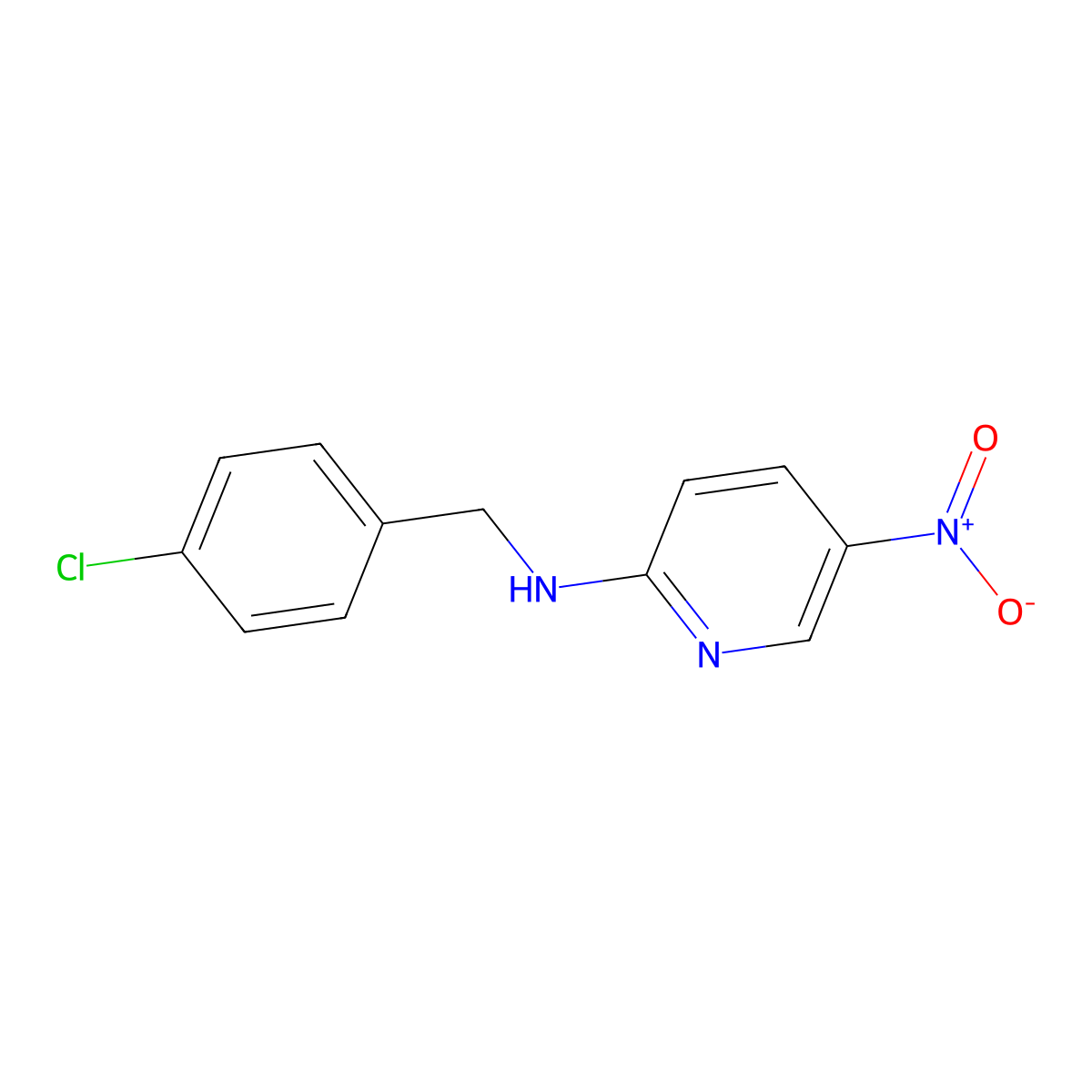 N-[(4-chlorophenyl)methyl]-5-nitropyridin-2-amine molecular structure, CAS 661477-63-0