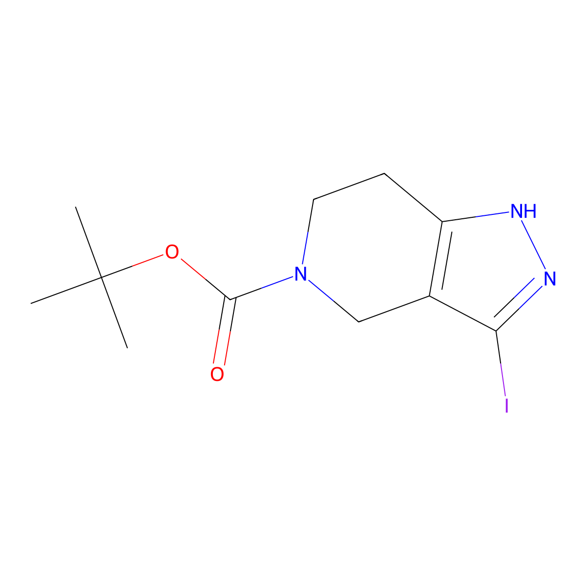 tert-butyl 3-iodo-1H,4H,5H,6H,7H-pyrazolo[4,3-c]pyridine-5-carboxylate molecular structure, CAS 661487-17-8