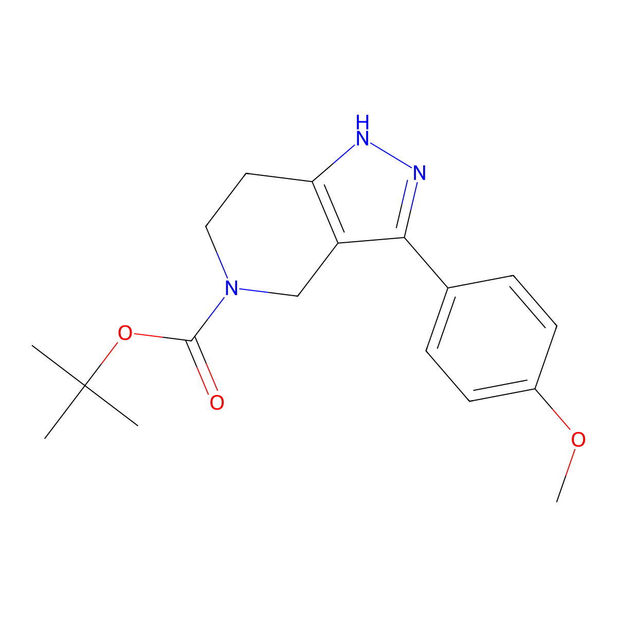 Tert-butyl 3-(4-methoxyphenyl)-6,7-dihydro-1H-pyrazolo[4,3-C]pyridine-5(4H)-carboxylate molecular structure, CAS 661487-36-1