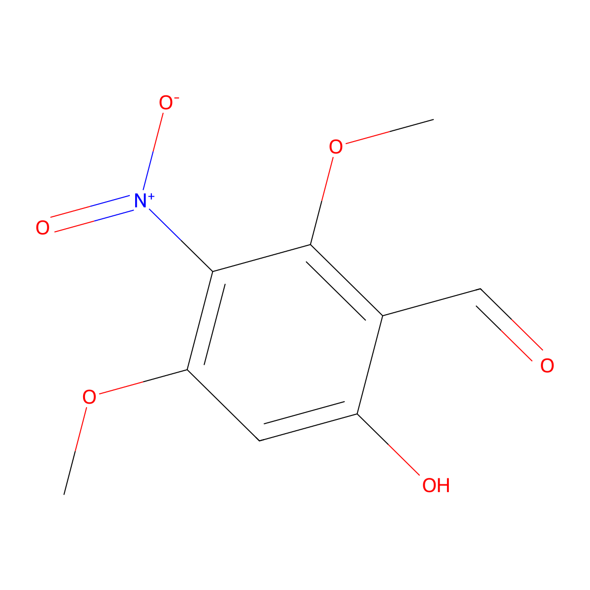 6-Hydroxy-2,4-dimethoxy-3-nitrobenzaldehyde molecular structure, CAS 6615-28-7