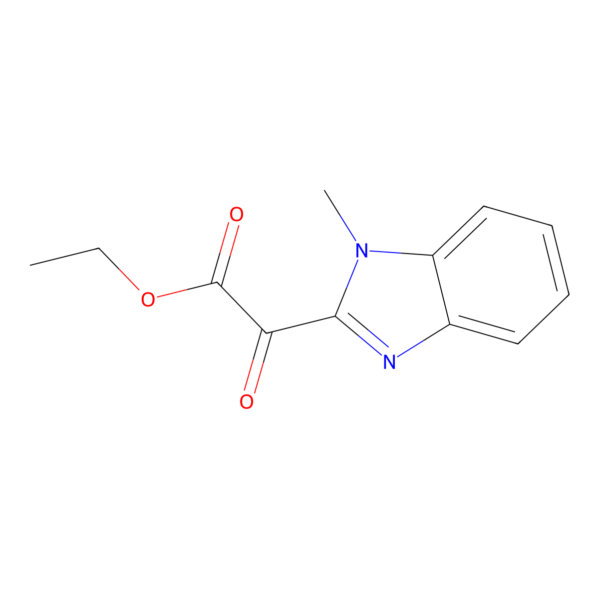 ethyl 2-(1-methyl-1H-1,3-benzodiazol-2-yl)-2-oxoacetate molecular structure, CAS 66155-91-7