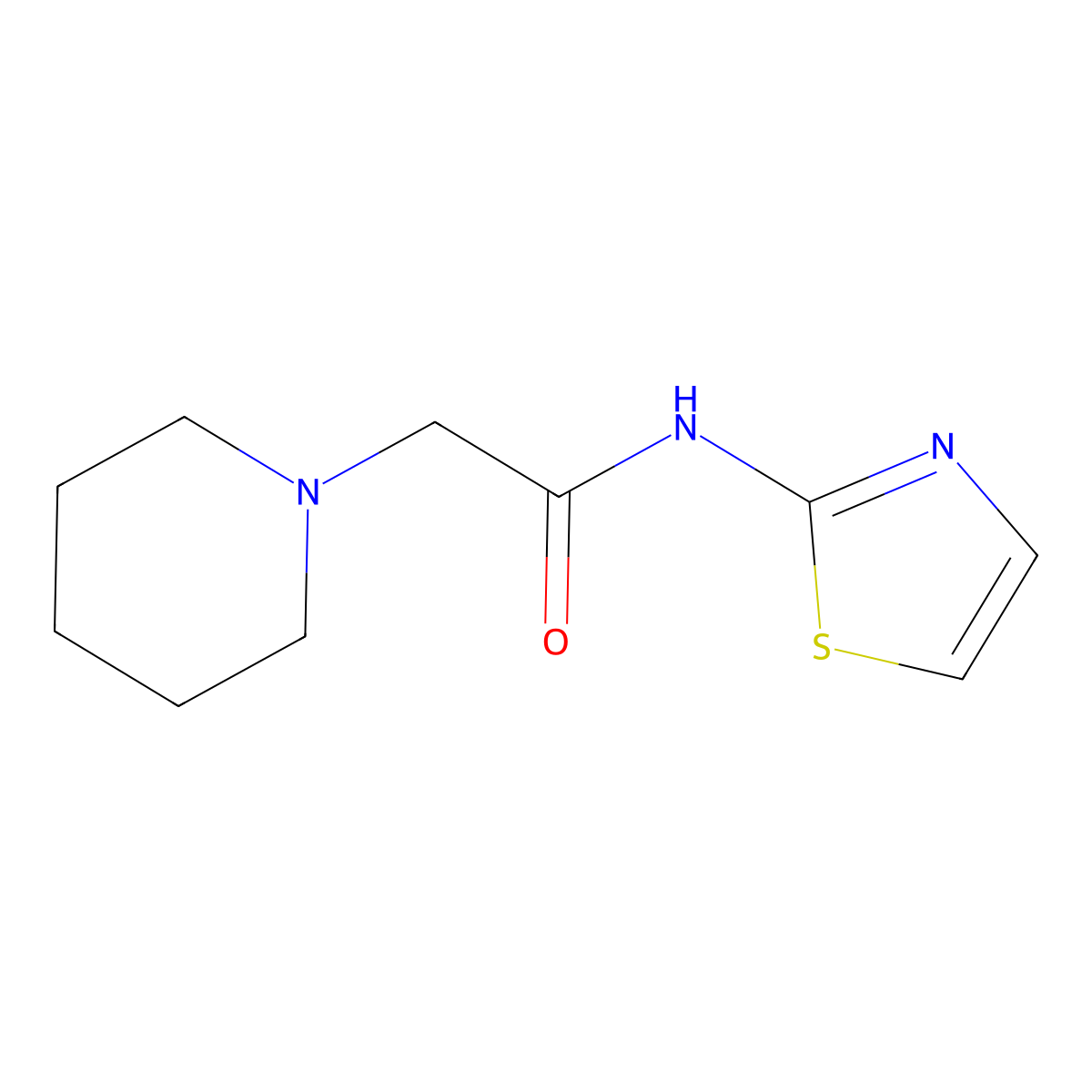 1-Piperidineacetamide, N-2-thiazolyl- molecular structure, CAS 66157-54-8