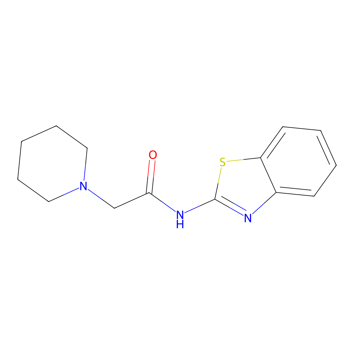1-Piperidineacetamide, N-2-benzothiazolyl- molecular structure, CAS 66157-55-9