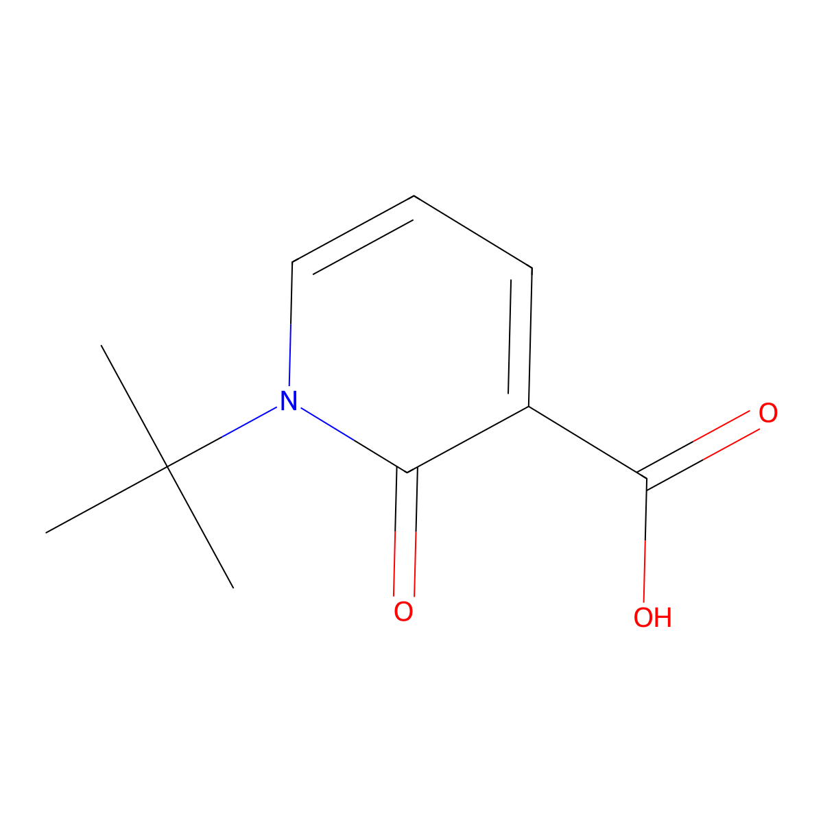 1-Tert-butyl-2-oxo-1,2-dihydropyridine-3-carboxylic acid molecular structure, CAS 66158-26-7