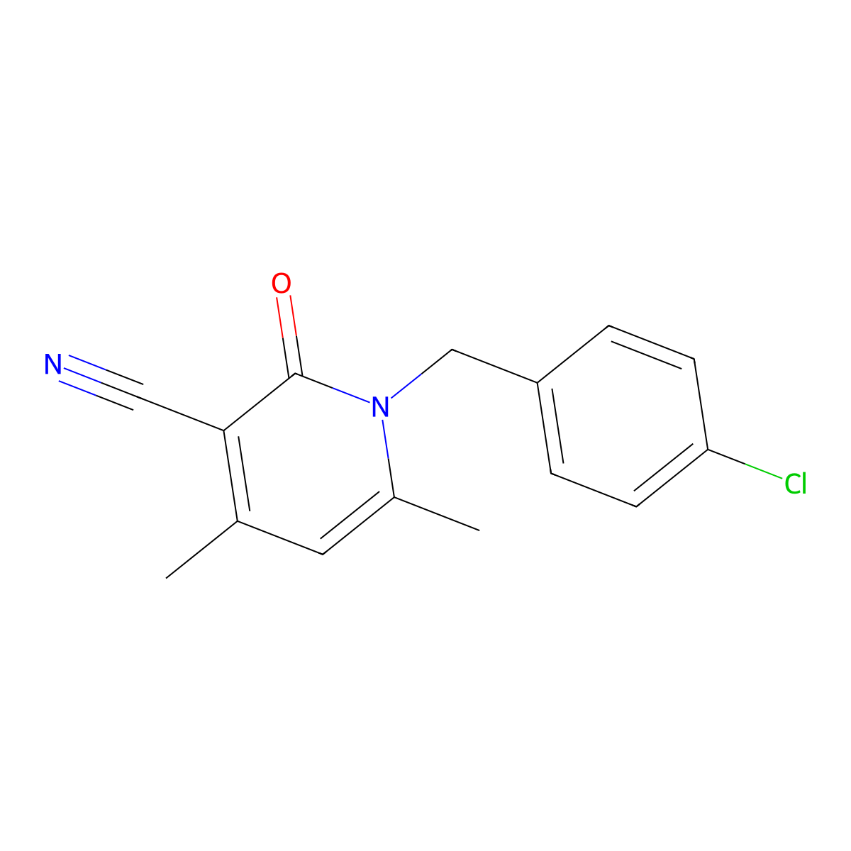 1-[(4-Chlorophenyl)methyl]-4,6-dimethyl-2-oxo-1,2-dihydropyridine-3-carbonitrile molecular structure, CAS 66158-50-7