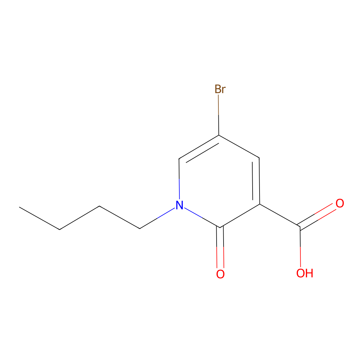 5-Bromo-1-butyl-2-oxo-1,2-dihydropyridine-3-carboxylic acid molecular structure, CAS 66158-56-3