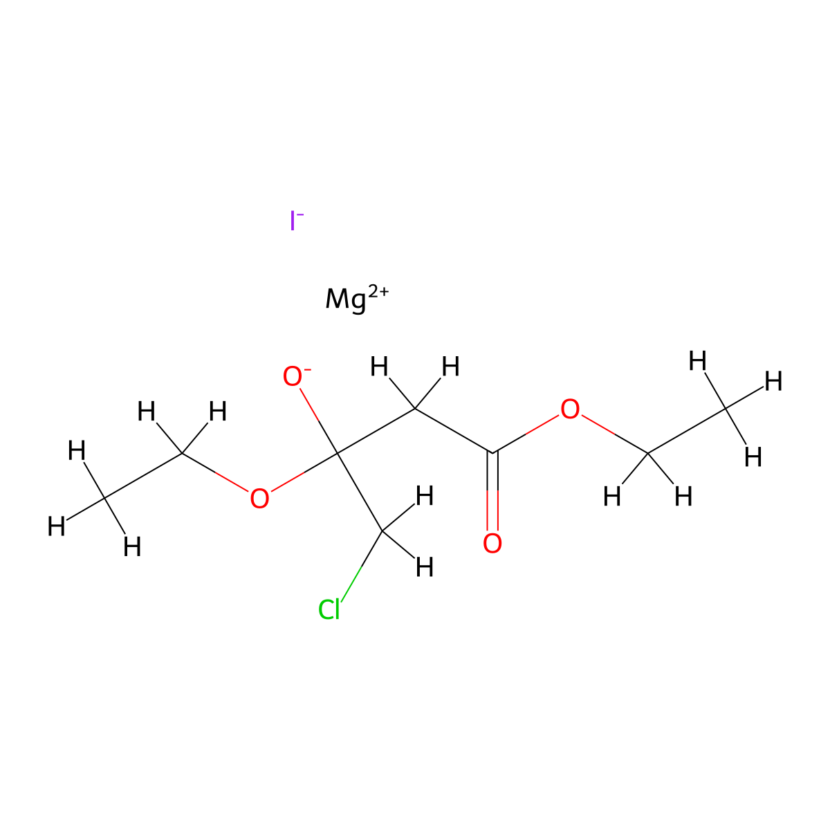 Magnesium, (ethyl 4-chloro-3-ethoxy-3-(hydroxy-kappaO)butanoato-kappaO')iodo- molecular structure, CAS 66161-48-6