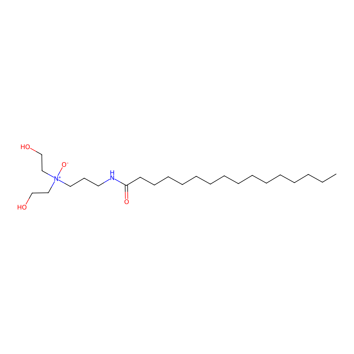 Hexadecanamide, N-(3-(bis(2-hydroxyethyl)oxidoamino)propyl)- molecular structure, CAS 66161-68-0