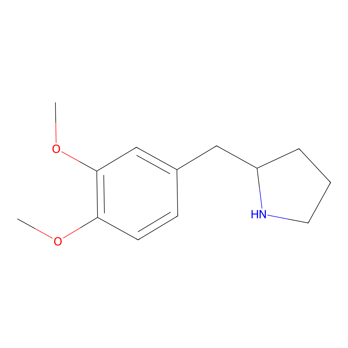 2-[(3,4-Dimethoxyphenyl)methyl]pyrrolidine molecular structure, CAS 66162-43-4
