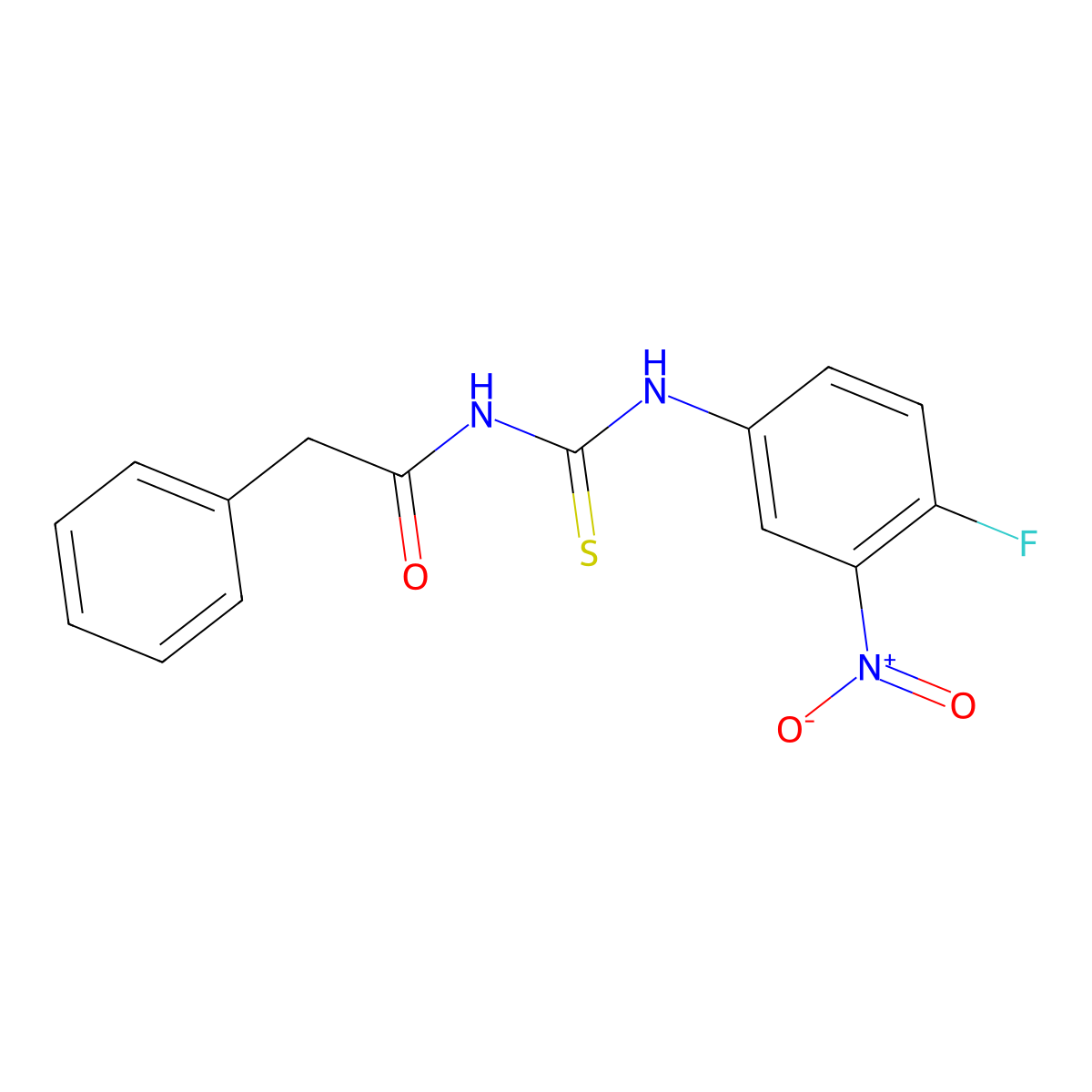 N-[(4-fluoro-3-nitrophenyl)carbamothioyl]-2-phenylacetamide molecular structure, CAS 6617-64-7