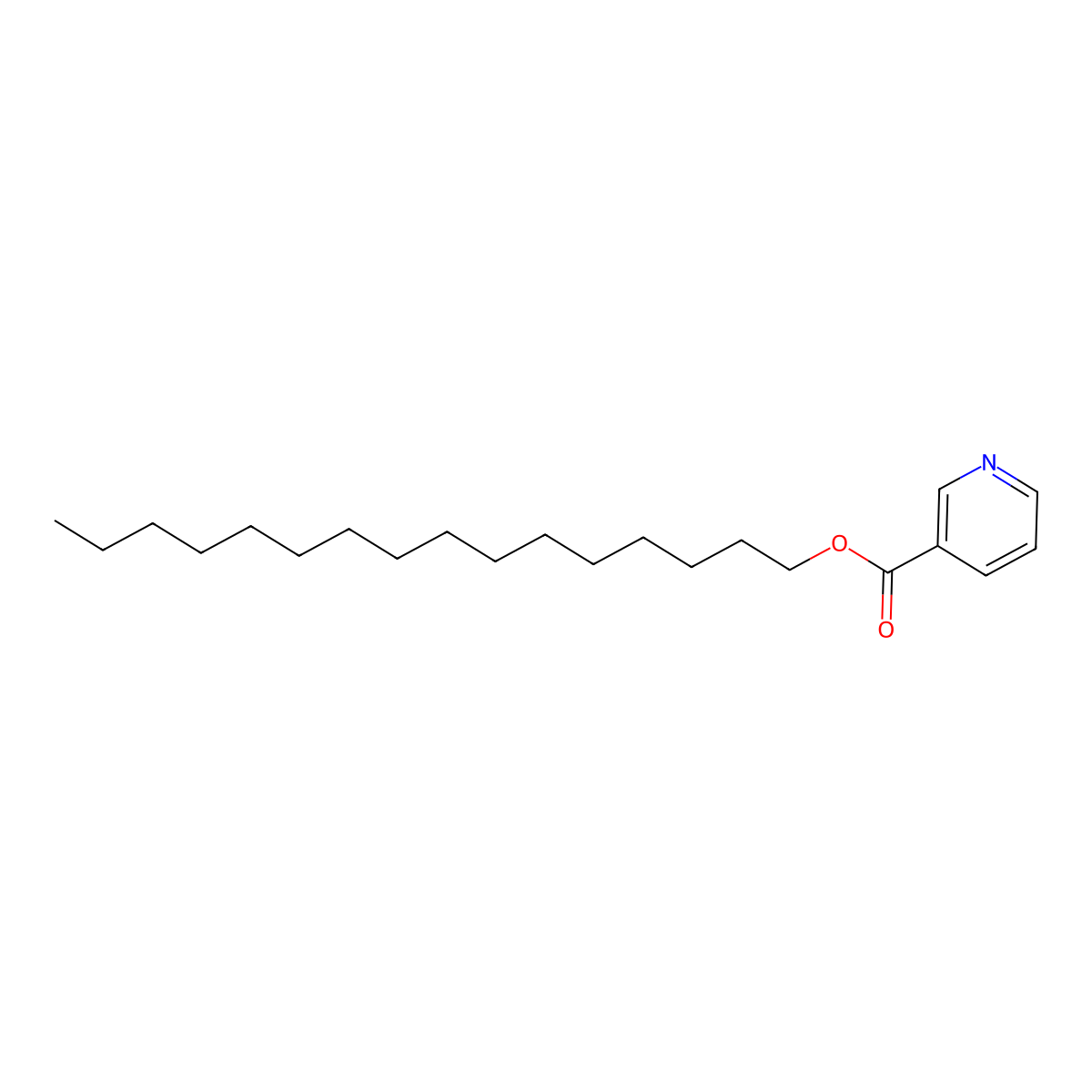 Hexadecyl nicotinate molecular structure, CAS 66170-39-6