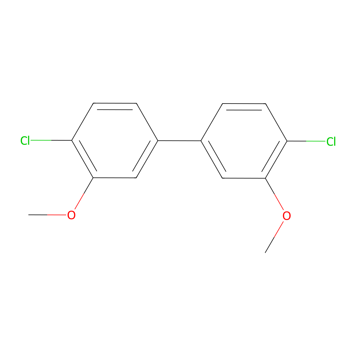 4,4'-Dichloro-3,3'-dimethoxybiphenyl molecular structure, CAS 66175-54-0