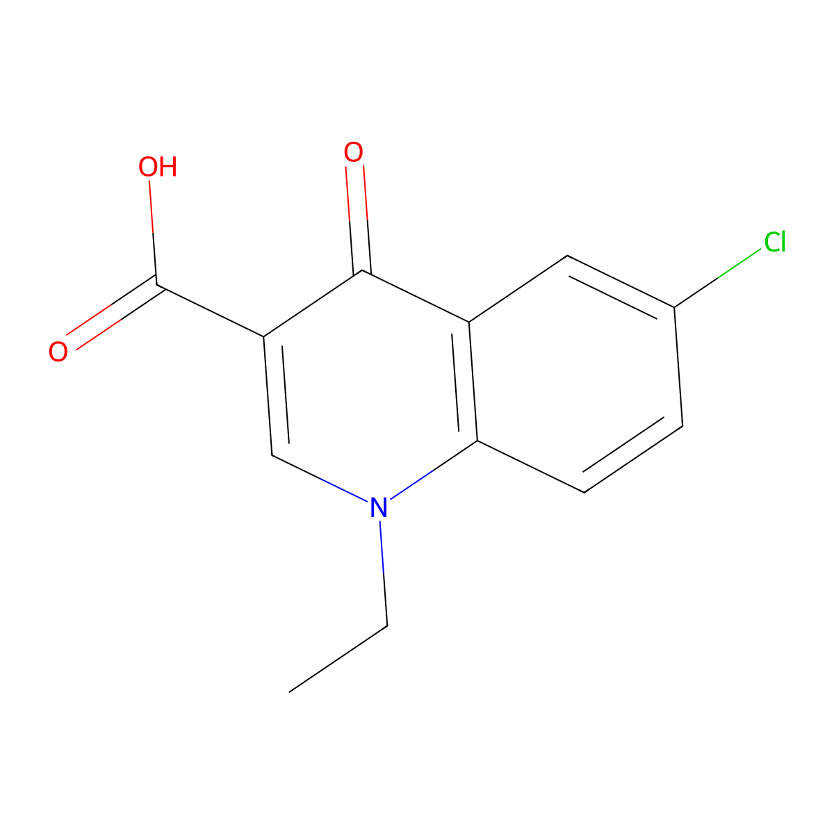 6-Chloro-1-ethyl-4-oxo-1,4-dihydroquinoline-3-carboxylic acid molecular structure, CAS 66176-24-7