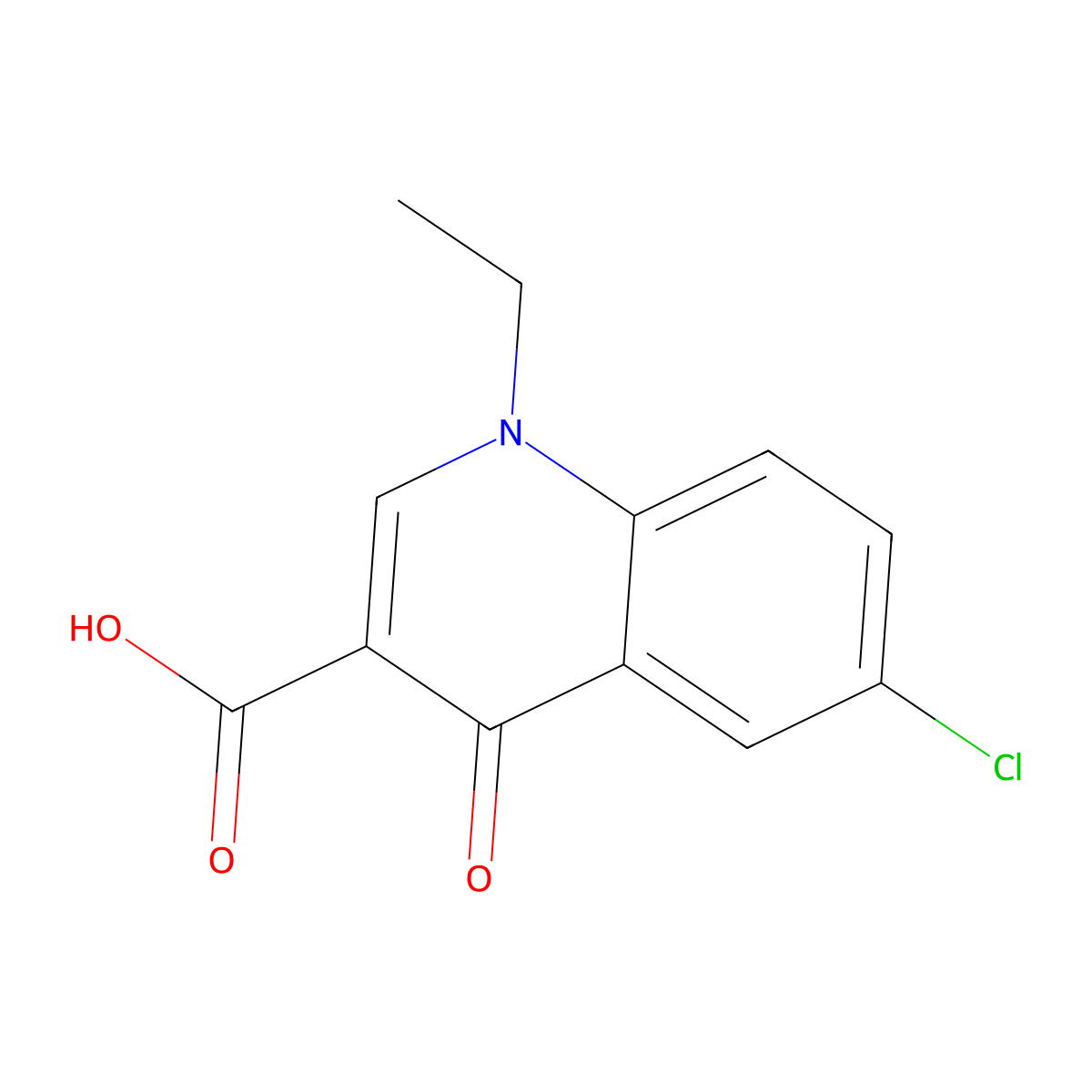 6-Chloro-1-ethyl-4-oxo-1,4-dihydroquinoline-3-carboxylic acid molecular structure, CAS 66176-24-7