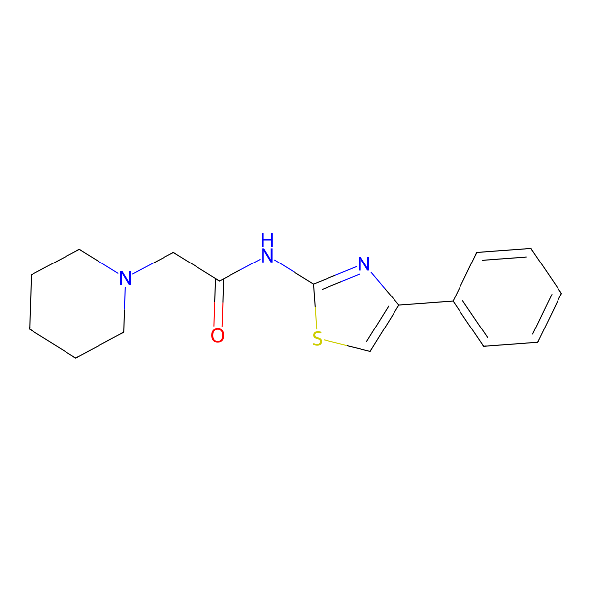 N-(4-Phenylthiazol-2-yl)-2-(piperidin-1-yl)acetamide molecular structure, CAS 66179-98-4