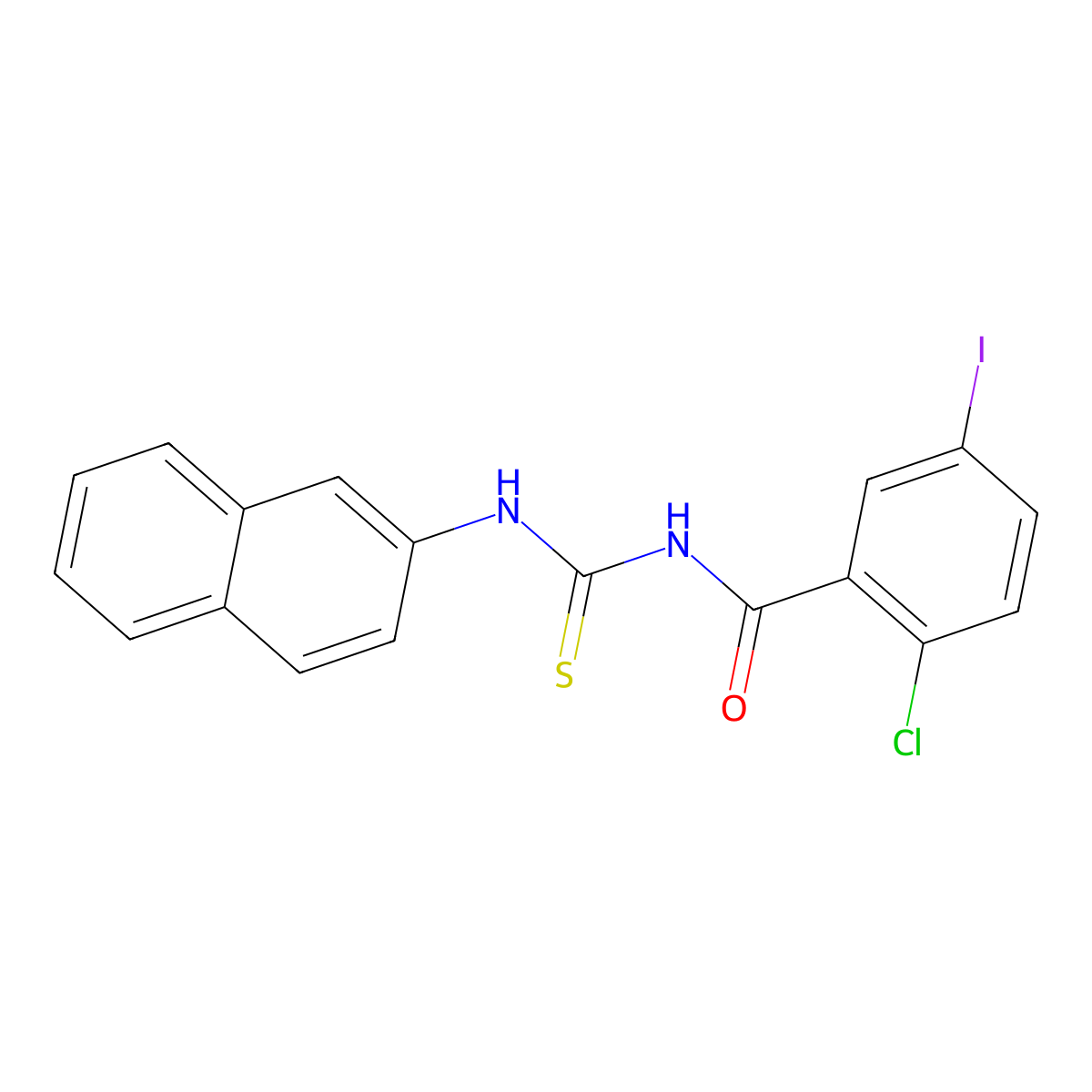 2-chloro-5-iodo-N-(naphthalen-2-ylcarbamothioyl)benzamide molecular structure, CAS 6618-64-0