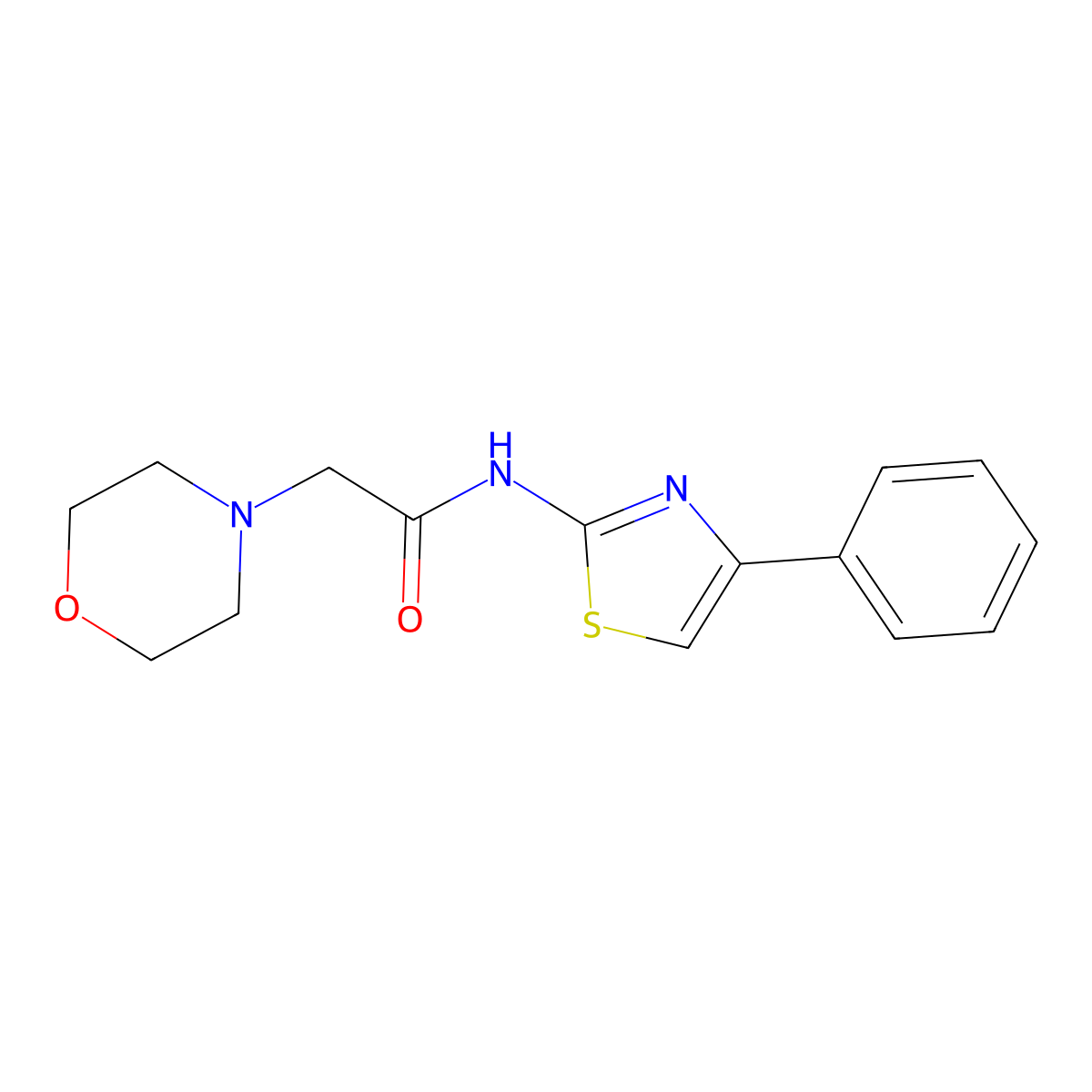 2-Morpholino-N-(4-phenylthiazol-2-yl)acetamide molecular structure, CAS 66180-00-5