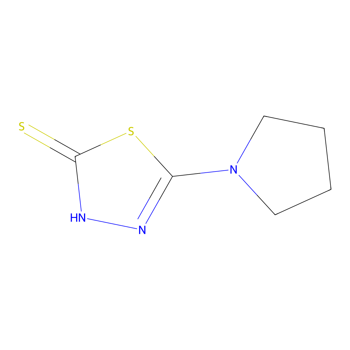 5-(Pyrrolidin-1-yl)-1,3,4-thiadiazole-2-thiol molecular structure, CAS 66180-50-5