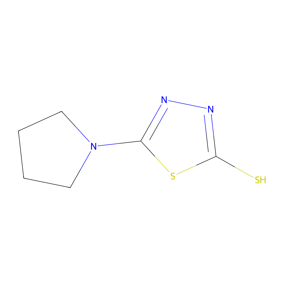 5-(Pyrrolidin-1-yl)-1,3,4-thiadiazole-2-thiol molecular structure, CAS 66180-50-5