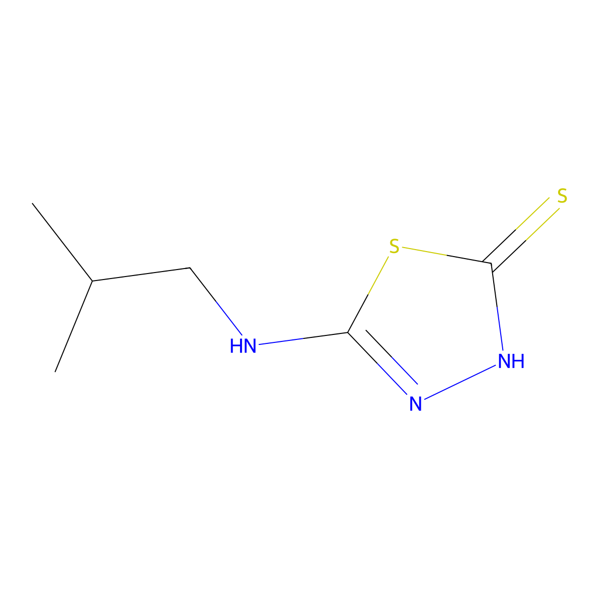 5-((2-Methylpropyl)amino)-1,3,4-thiadiazole-2-thiol molecular structure, CAS 66180-54-9