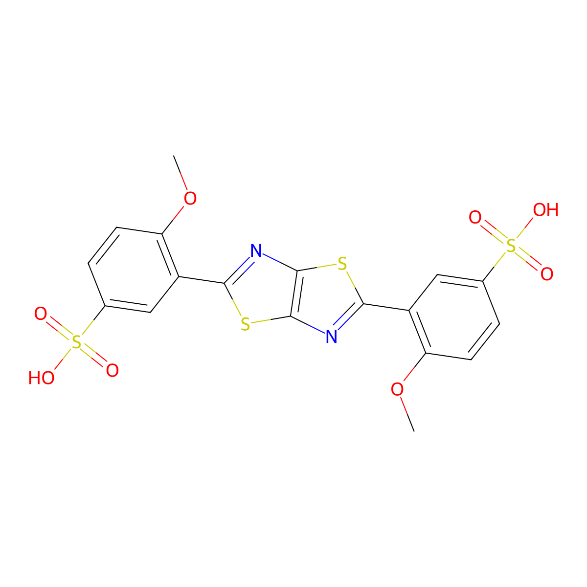 Benzenesulfonic acid, thiazolo[5,4-d]thiazole-2,5-diylbis[methoxy- molecular structure, CAS 66182-97-6
