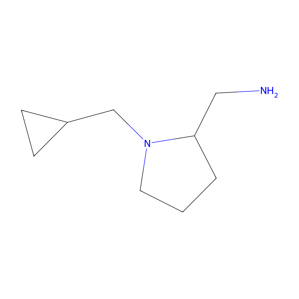(S)-(1-(cyclopropylmethyl)pyrrolidin-2-yl)methanamine molecular structure, CAS 66183-69-5
