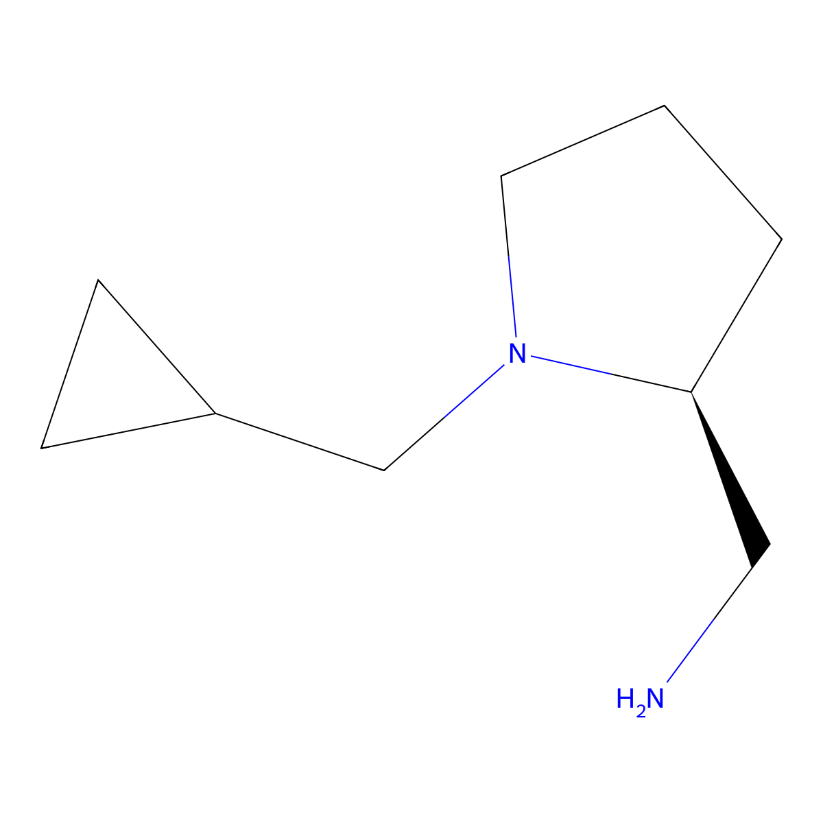 (S)-(1-(cyclopropylmethyl)pyrrolidin-2-yl)methanamine molecular structure, CAS 66183-69-5