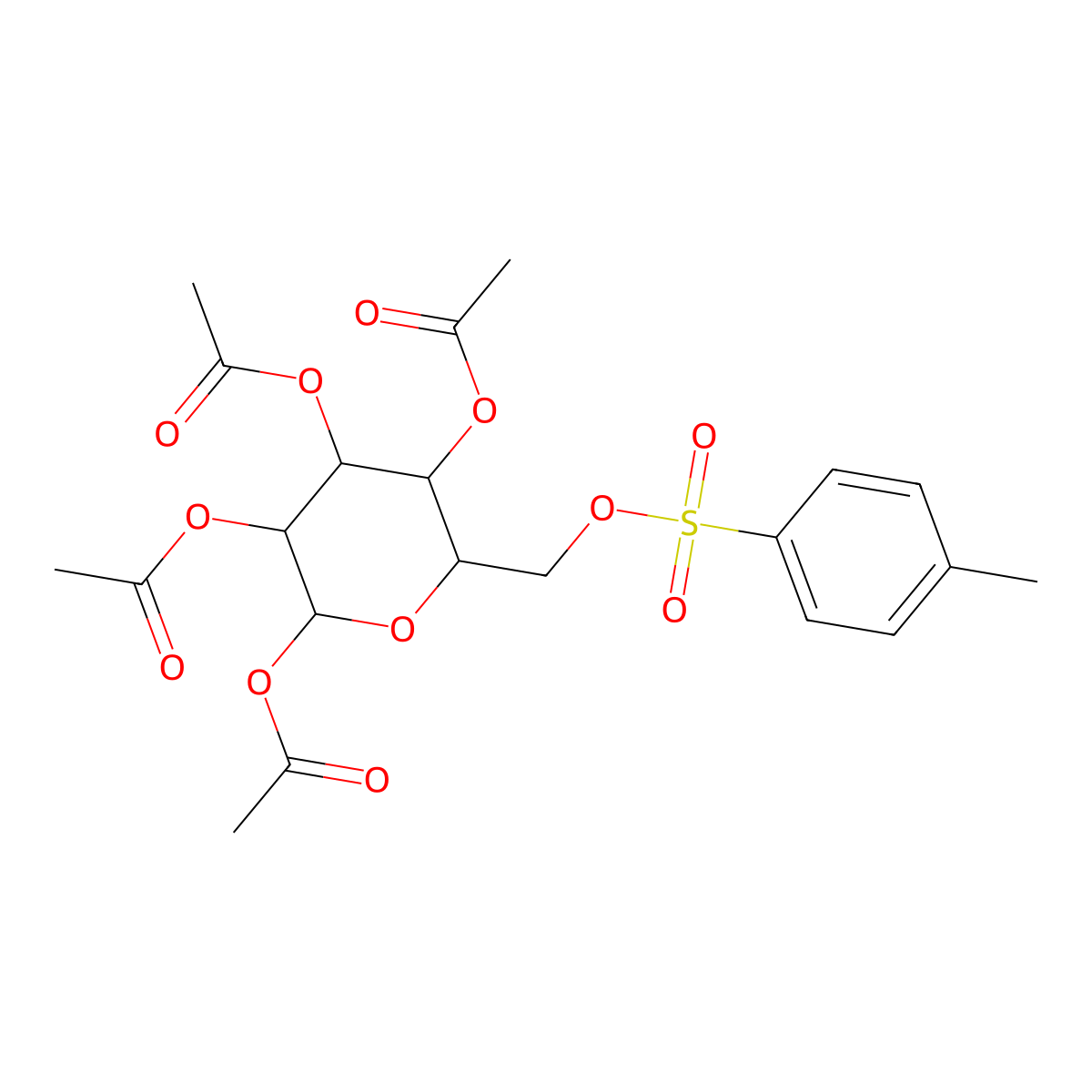 1,2,3,4-Tetra-O-acetyl-6-O-tosyl-b-D-glucopyranose molecular structure, CAS 6619-10-9