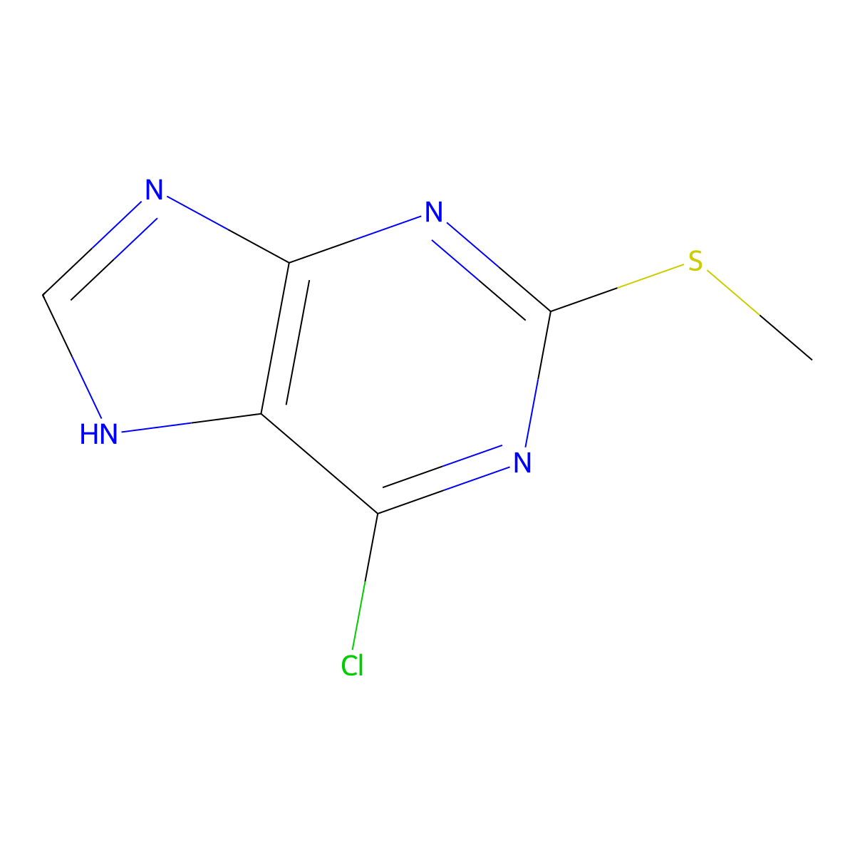 6-chloro-2-(methylsulfanyl)-9H-purine molecular structure, CAS 66191-23-9
