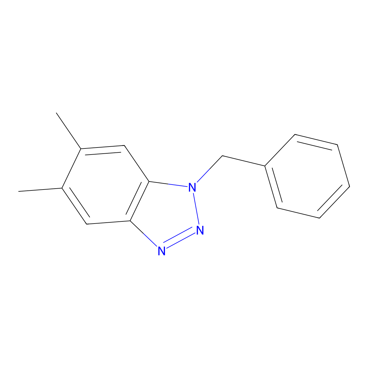 1-Benzyl-5,6-dimethyl-1H-1,2,3-benzotriazole molecular structure, CAS 66194-43-2