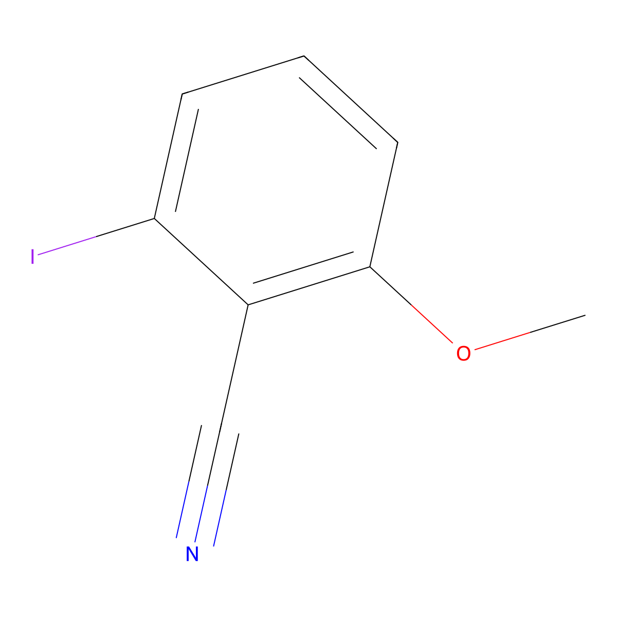 2-Iodo-6-methoxybenzonitrile molecular structure, CAS 66195-38-8