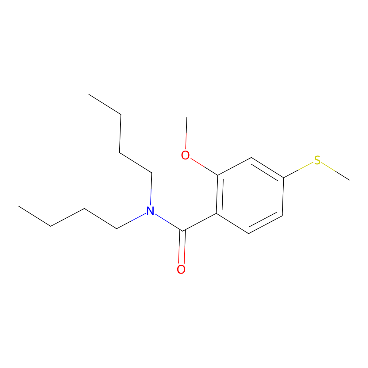 N,N-dibutyl-2-methoxy-4-methylsulfanyl-benzamide molecular structure, CAS 6620-53-7